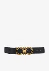 Ferragamo Gancini Buckle Leather Belt In Black