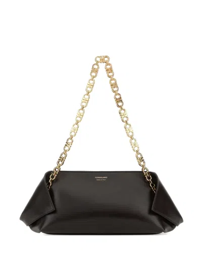 FERRAGAMO CHAIN-LINK LEATHER TOTE BAG