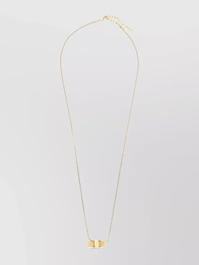 Ferragamo Chain Necklace With Delicate Vara Bow Detail In Gold