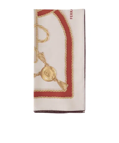 Ferragamo Chain Pattern Silk Scarf In Red