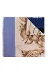 Ferragamo Cashmere Scarf With Floral Pattern In Neutral