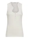Ferragamo Salvatore  Cotton Tank Top With Shaped Neckline In White