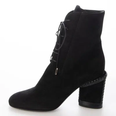 Ferragamo Chana Laceup Suede Ankle Boots In Black