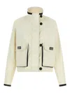 Ferragamo Technical Linen Jacket High Collar Long Sleeves In White
