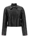 Ferragamo Short Leather Jacket With Collar And Zipper In Black