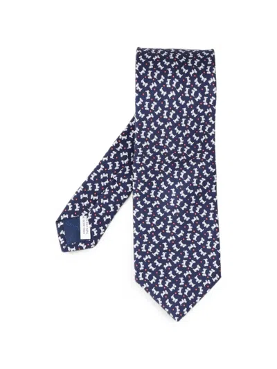 Ferragamo Charlie-print Silk Tie In Blue