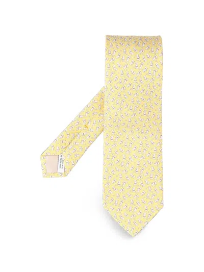Ferragamo Charlie-print Silk Tie In Yellow