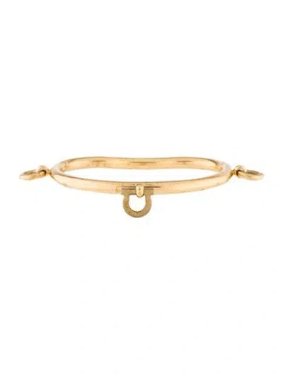 Pre-owned Ferragamo Charm Hinged Cuff Bracelet, 6.25" In Multi