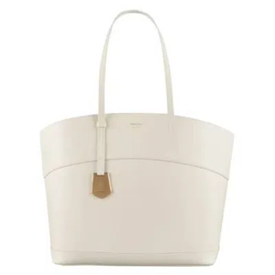 Ferragamo Charming Leather Tote Bag In White