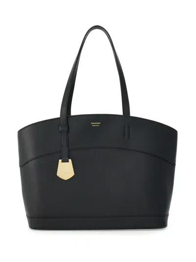 Ferragamo Charming Logo-print Tote Bag In Black