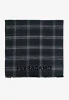 Ferragamo Check Pattern Wool Scarf In Gray