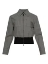 Ferragamo Check-pattern Zip-front Jacket In Gray