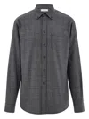 Ferragamo Checked Embroidered Shirt In Gray