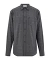 Ferragamo Checked Embroidered Shirt In Gray