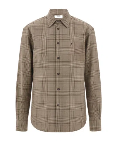 Ferragamo Checked Shirt In Gray