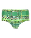 Ferragamo Checkered Belted Swim Bottoms In Green