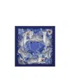 Ferragamo Cheetah Print Silk Scarf In Blue