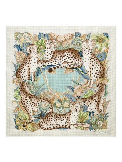 FERRAGAMO CHEETAH-PRINT SILK SCARF