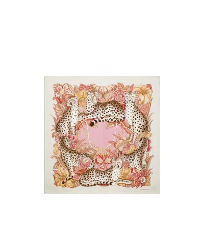 Ferragamo Cheetah Print Silk Square Scarf In White