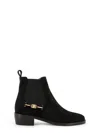 Ferragamo Suede Chelsea Ankle Boots With Elastic Band In Black