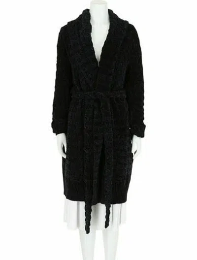 Pre-owned Ferragamo Chenille Solid Coat W/ Tags In Black