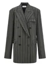 Ferragamo Chevron-pattern Double-breasted Coat In Black
