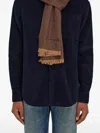Ferragamo Chevron-pattern Fringed Scarf In Brown
