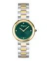 Ferragamo Two-tone Bracelet Watch With Green Guilloche Dial