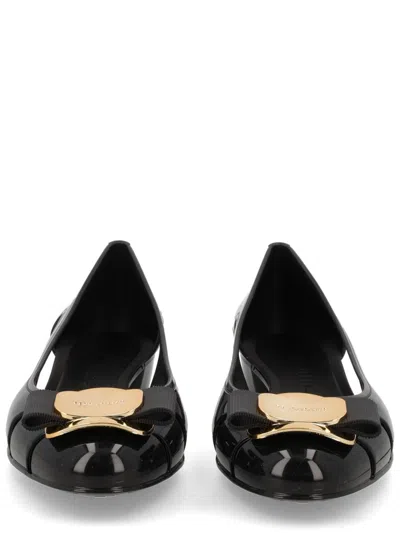 Ferragamo Ballerina Shoes Bow Detail Cut Out Sides In Animal Print