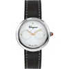 Ferragamo Chic Quartz Leather Strap Watch, 32mm In Black