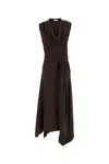 Ferragamo Viscose Stretch Cady Long Dress In Brown