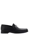 Ferragamo Gancini Ornament Loafers In Calf Leather In Black
