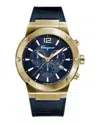 Ferragamo Chrono Leather Watch In Blue