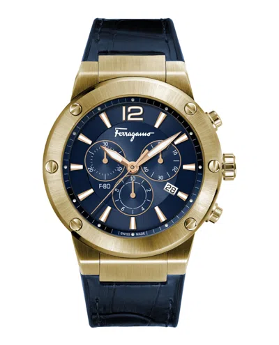 Ferragamo Chrono Leather Watch In Multi