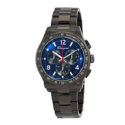 Pre-owned Ferragamo Chronograph Quartz Blue Dial Men's Watch Sfdk00518