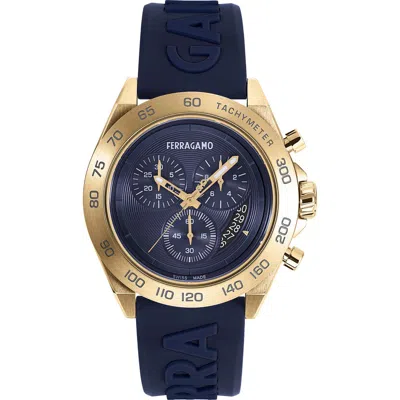 FERRAGAMO FERRAGAMO CHRONOGRAPH SILICONE STRAP WATCH, 43MM