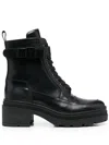 Ferragamo Chunky Heel Ankle Boots With Pull Tab In Black