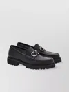 Ferragamo Chunky Sole Loafers With Metal Buckle Detail In Black