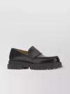 Ferragamo Black Leather Loafers With Gancini Ornament In Black