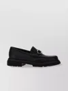 Ferragamo Chunky Sole Loafers With Metal Buckle Detail In Black