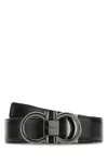 Ferragamo Adjustable Length Metal Buckle Smooth Finish In Black