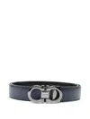 Ferragamo Navy Blue Logo Buckle Solid Belt In Blue