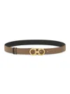 Ferragamo Adjustable Reversible Belt Gold-tone Buckle In Brown