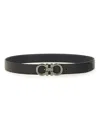 Ferragamo Brown Reversible Belt With Gancini Buckle In Leather Man In Black