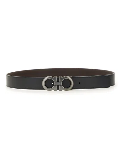 Ferragamo Cintura Reversibile Gancini In Black