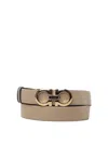 Ferragamo Gancini Reversible And Adjustable Belt In Beige