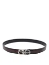 Ferragamo Men Gancini Adjustable And Reversible Belt In Black