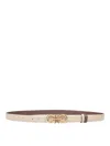 Ferragamo Reversible And Adjustable Leather Hooks Belt In Taupe