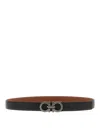 Ferragamo Black Gancini Reversible Belt In Black