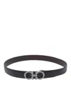 Ferragamo Brown And Black Reversible Gancini Belt